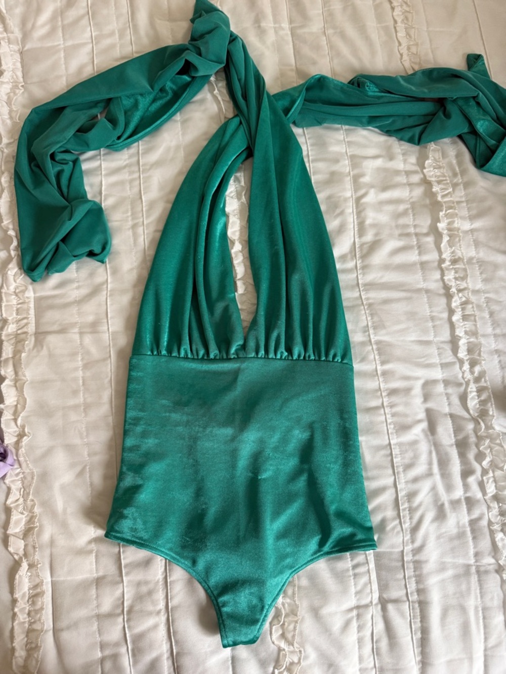 Free People Emerald Green Halter Bodysuit
